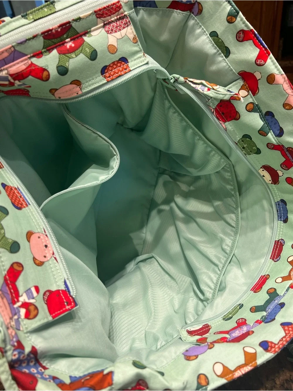 Vera Bradley Quilted Teddy Print Tote Bag Set in Mint